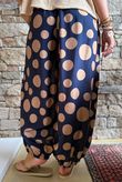 Basso Big Dot Balloon Cuff Pant Navy & Tan